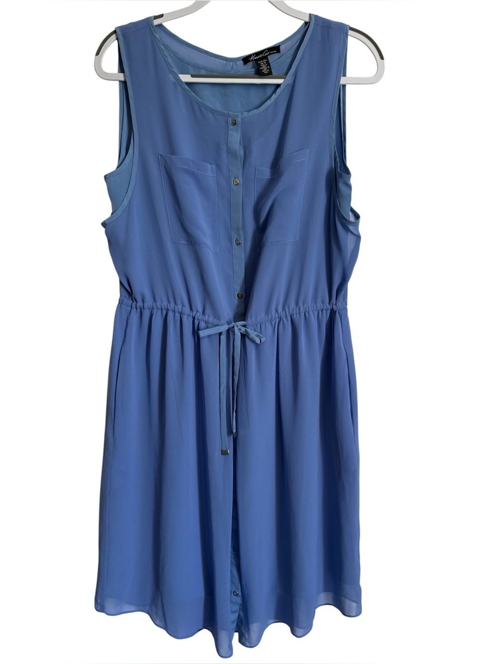 Kenneth Cole Sleeveless Blue Button-Front Midi Dress